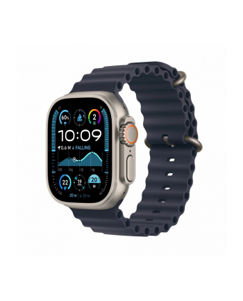 apple Watch Ultra 2 GPS + Cellular, koperta 49 mm z tytanu w kolorze naturalnym z paskiem Ocean w kolorze granatu