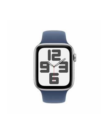 apple Watch SE GPS, koperta 40 mm z aluminium w kolorze srebrnym z paskiem sportowy w kolorze denim - rozmiar S/M