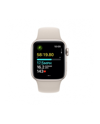 apple Watch SE GPS, koperta 40 mm z aluminium w kolorze księżycowej poświaty z paskiem sportowym w kolorze księżycowej poświaty - rozmiar M/L