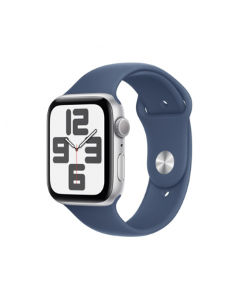 apple Watch SE GPS, koperta 44 mm z aluminium w kolorze srebrnym z paskiem sportowym w kolorze denim - rozmiar M/L