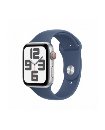 apple Watch SE GPS + Cellular, koperta 40 mm z aluminium w kolorze srebrnym z paskiem sportowym w kolorze denim - rozmiar M/L