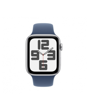 apple Watch SE GPS + Cellular, koperta 44 mm z aluminium w kolorze srebrnym z paskiem sportowym w kolorze denim - rozmiar M/L