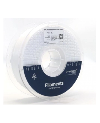 GEMBIRD Filament ABS High Speed biały 1.75mm 1kg nr 1