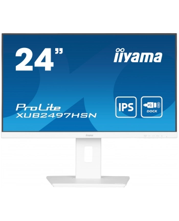 iiyama Monitor 24 cale XUB2497HSN-W2 IPS, USB-C Dock, HDMI, DP, 300cd, Pivot, HAS, biały nr 1