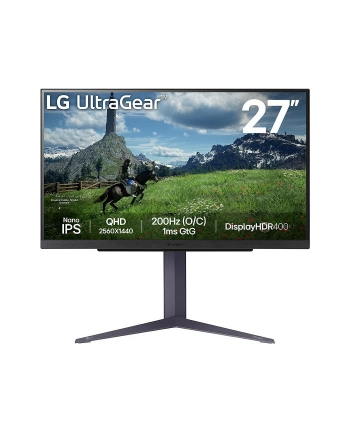 lg electronics Monitor 27 cali 27GS85Q-B QHD UltraGear 100Hz, 1ms, 400cd, HDMI, DP, USB, Pivot, HAS nr 1