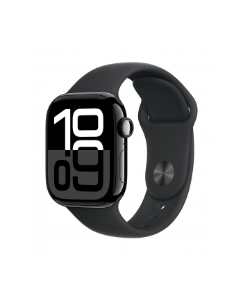 apple Watch Series 10 GPS, koperta 42 mm z aluminium w kolorze onyksu z paskiem sportowym w kolorze czarnym - rozmiar S/M