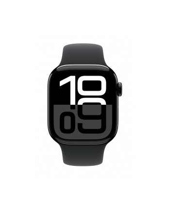 apple Watch Series 10 GPS, koperta 42 mm z aluminium w kolorze onyksu z paskiem sportowym w kolorze czarnym - rozmiar M/L