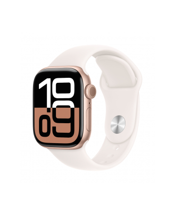 apple Watch Series 10 GPS, koperta 42 mm z aluminium w kolorze różowego złota z paskiem sportowym w kolorze łagodnego różu - rozmiar M/L