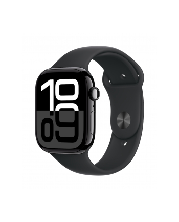 apple Watch Series 10 GPS, koperta 46 mm z aluminium w kolorze onyksu z paskiem sportowym w kolorze czarnym - rozmiar S/M