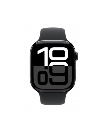 apple Watch Series 10 GPS, koperta 46 mm z aluminium w kolorze onyksu z paskiem sportowym w kolorze czarnym - rozmiar S/M