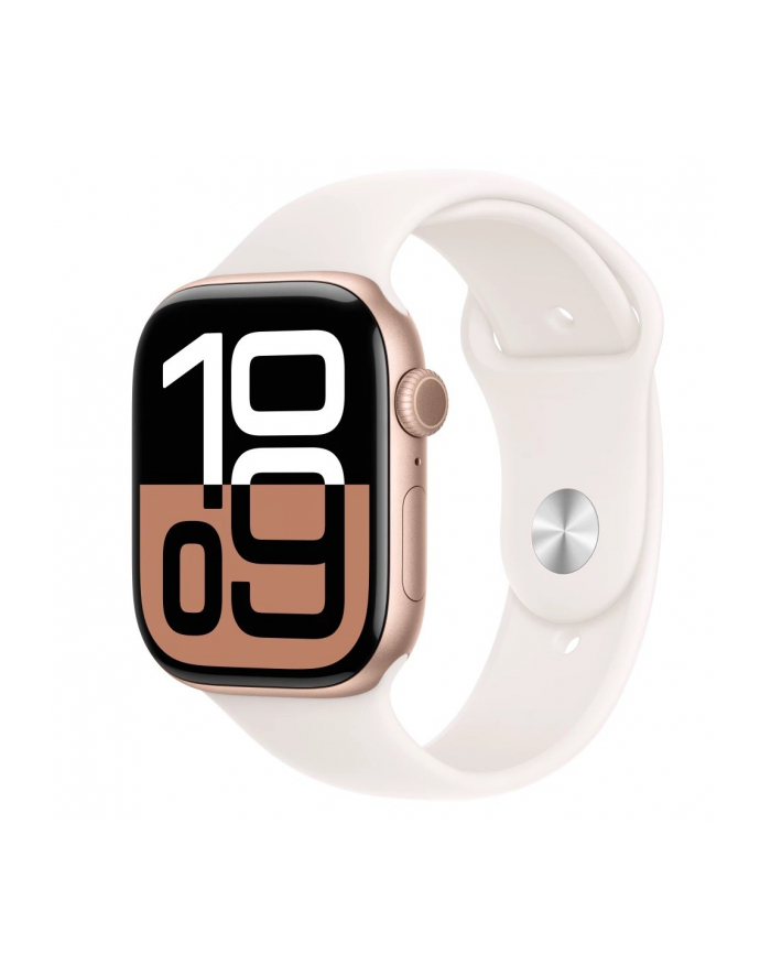 apple Watch Series 10 GPS, koperta 46 mm z aluminium w kolorze różowego złota z paskiem sportowym w kolorze łagodnego różu - rozmiar M/L główny