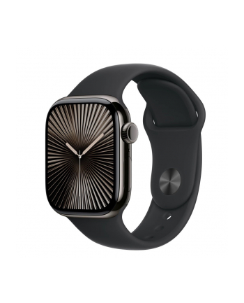 apple Watch Series 10 GPS + Cellular, koperta 42 mm z tytanu w kolorze łupkowym z paskiem sportowym w kolorze czarnym - rozmiar S/M