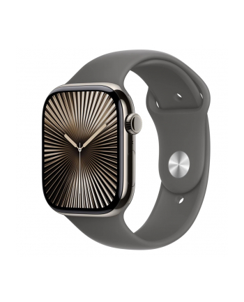 apple Watch Series 10 GPS + Cellular, koperta 46 mm z tytanu w kolorze naturalnym z paskiem sportowym w kolorze górskiej szarości - rozmiar S/M