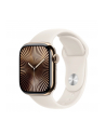 apple Watch Series 10 GPS + Cellular, koperta 42 mm z tytanu w kolorze złotym z paskiem sportowym w kolorze księżycowej poświaty - rozmiar S/M - nr 1