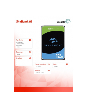 seagate Dysk twardy SkyHawk AI 12TB 3,5 cali 512MB