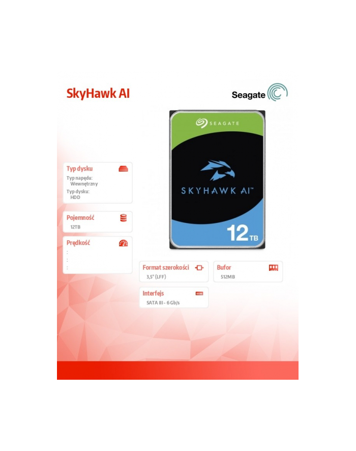 seagate Dysk twardy SkyHawk AI 12TB 3,5 cali 512MB główny