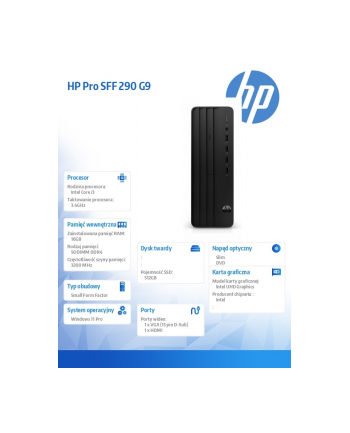 hp inc. Komputer stacjonarny 290 SFF G9R i3-13100 512GB/16GB/DVDR/W11P 936A0EA