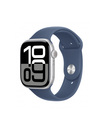 APPLE Watch Series 10 GPS + Cellular 46mm Silver Aluminium Case with Denim Sport Band - M/L