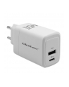 qoltec Ładowarka sieciowa 45W GaN | 5-20V | 1.5-3A | 1xUSB-C PD | 1xUSB QC 3.0 | Biała - nr 1