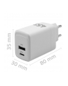 qoltec Ładowarka sieciowa 45W GaN | 5-20V | 1.5-3A | 1xUSB-C PD | 1xUSB QC 3.0 | Biała - nr 2