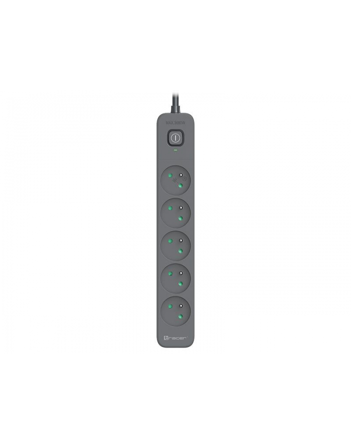 TRACER Listwa zasilająca antyprzepięciowa Power Line+ 5m Graphite 5 gniazd główny