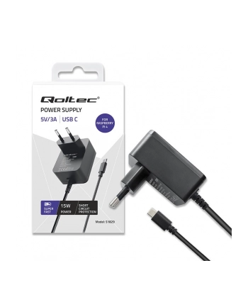 qoltec Ładowarka Super FAST PD for Raspberry PI 4 | USB-C | 15W | 5V |  3A | Czarna nr 2