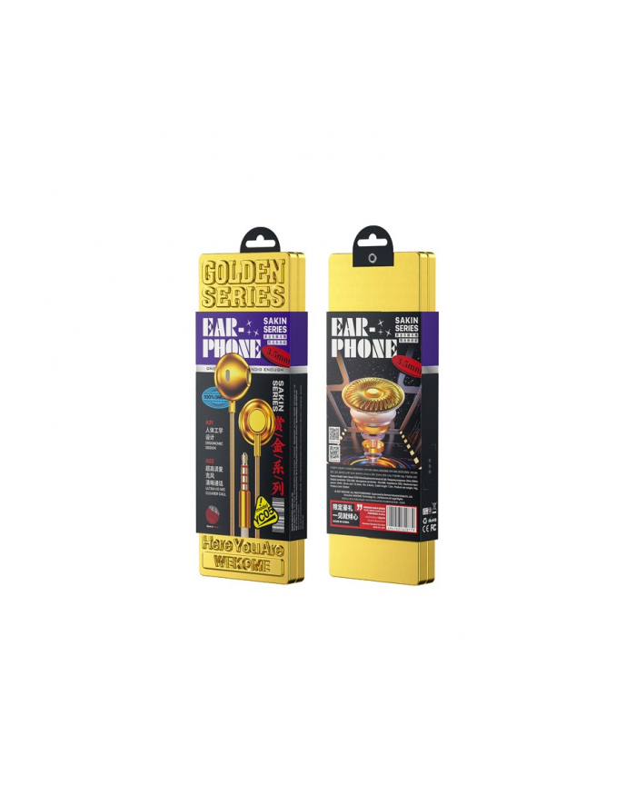 wekome Słuchawki przewodowe Sakin Series -  jack 3,5 mm Złote główny