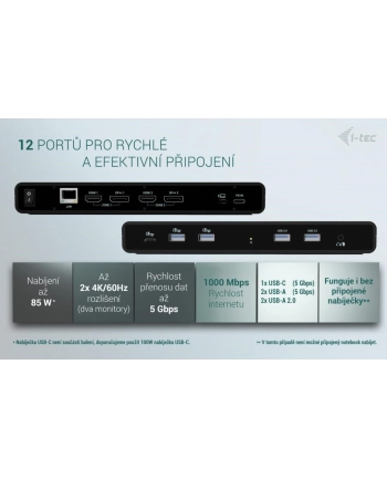 i-tec Stacja dokująca Universal Dual 4K Display Power Delivery 85W