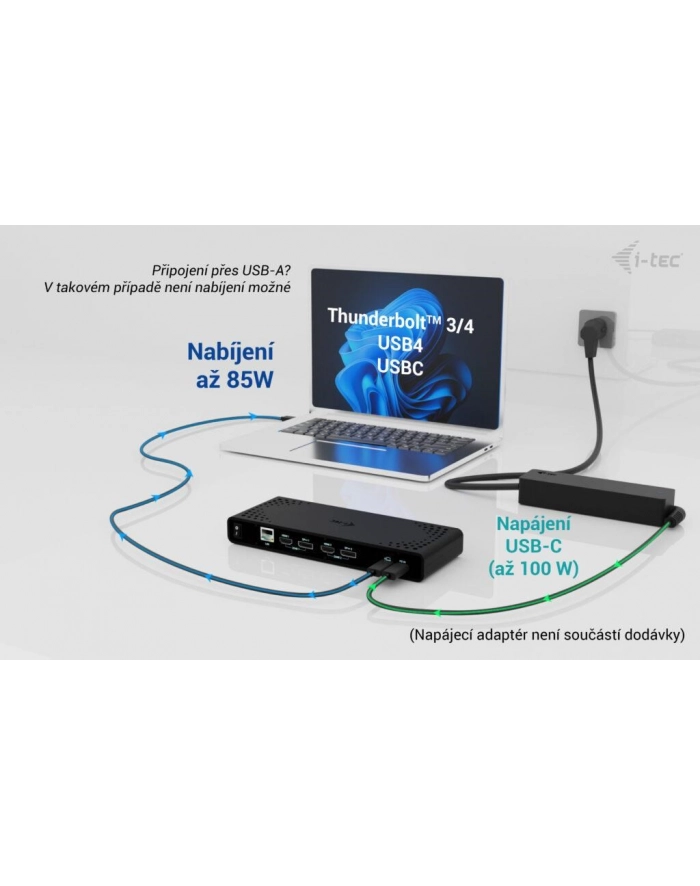 i-tec Stacja dokująca Universal Dual 4K Display Power Delivery 85W główny