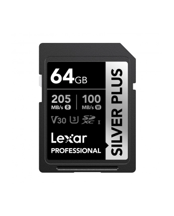 Karta pamięci Lexar Professional SILVER Plus SDXC 64GB R205/W100 V30 nr 1