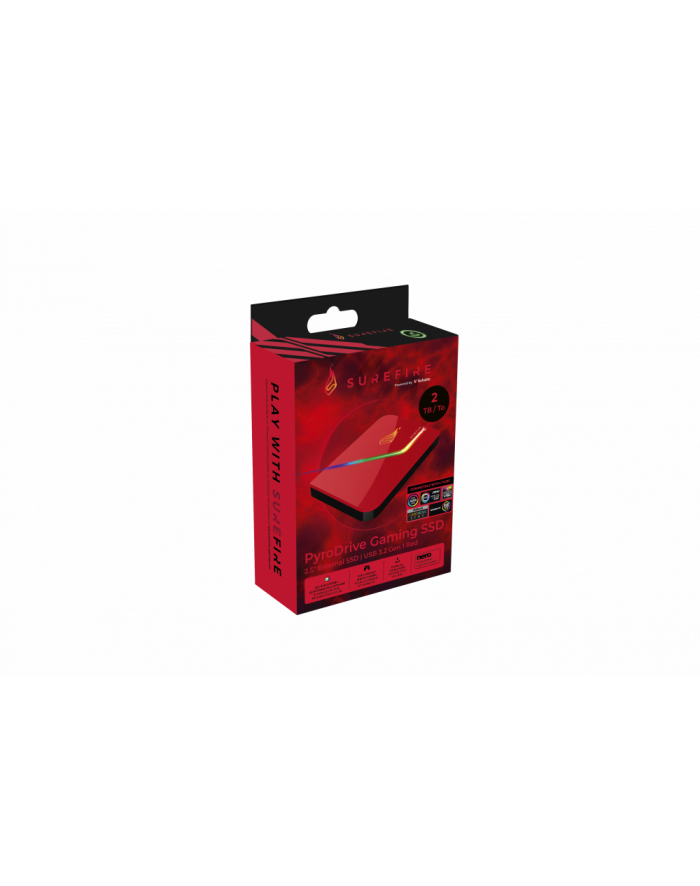 Dysk zewnętrzny SSD SureFire PyroDrive Gaming 2TB USB 3.2 Gen 1 (460/440 MB/s) czerwony główny