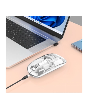Mysz bezprzewodowa Manhattan 2.4GHz RF USB 1600dpi przezroczysta nr 2