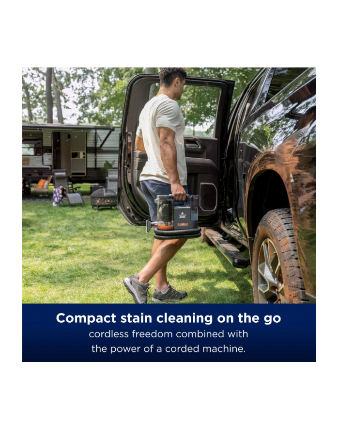 Bissell SpotClean Cordless 3681N Pojemność zbiornika na czystą wodę [l]: 0,9 | Pojemność zbiornika na wodę brudną [l]: 0,8 | Czas pracy [min]: 35 w trybie eco, 20 w trybie turbo główny