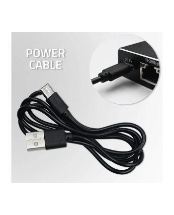 qoltec Rozdzielacz Splitter mini SWITCH 1x2 port RJ45 | 1000Mbps | USB-C| Aluminium nr 2