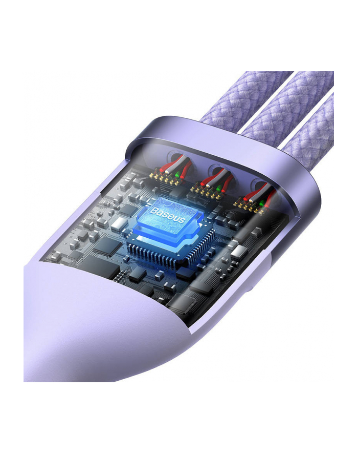 Baseus Flash Series 2 USB 3w1, USB-C + micro USB + Lightning, 100W, 1.2m (fioletowy) główny