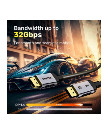 Unitek Kabel DisplayPort 1.4 8k 60hz, 4k 240hz, HD 1.5m Unitek kabel DisplayPort 1.4 8k 60hz, 4k 240hz, HDR, HDCP 2.3, DSC 1.2, 1.5m nr 2