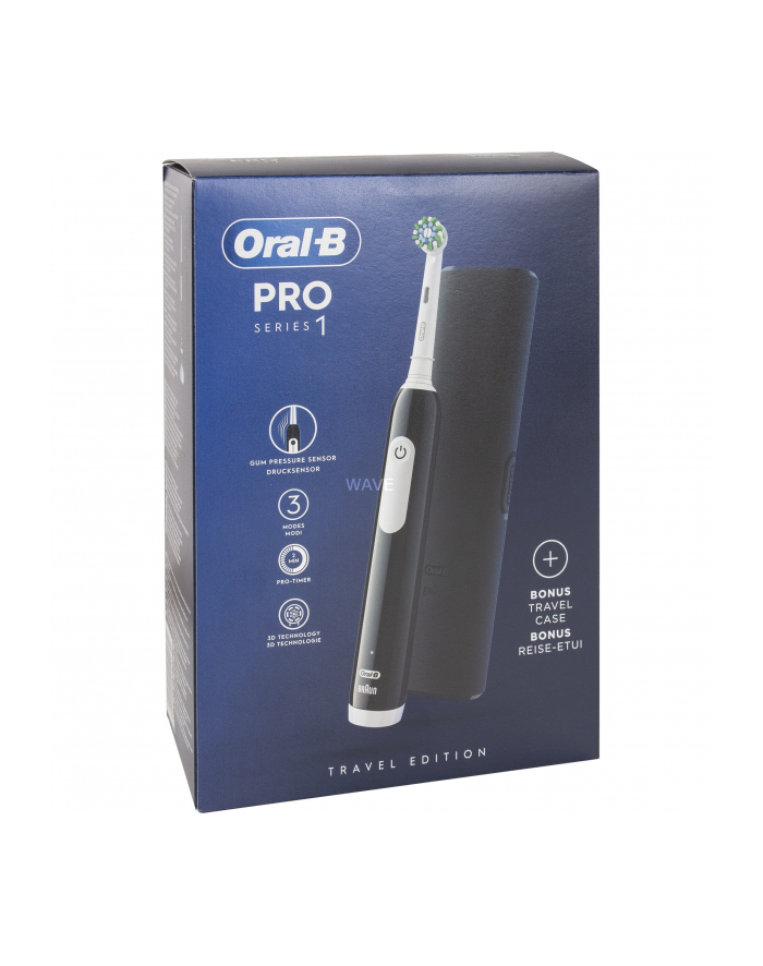 Elektryczna szczoteczka do zębów Oral-B | Profesjonalna seria 1 | Akumulator | Dla dorosłych | Liczba główek szczoteczki w zestawie: 1 | Liczba trybów szczotkowania zębów: 3 | Czarny główny