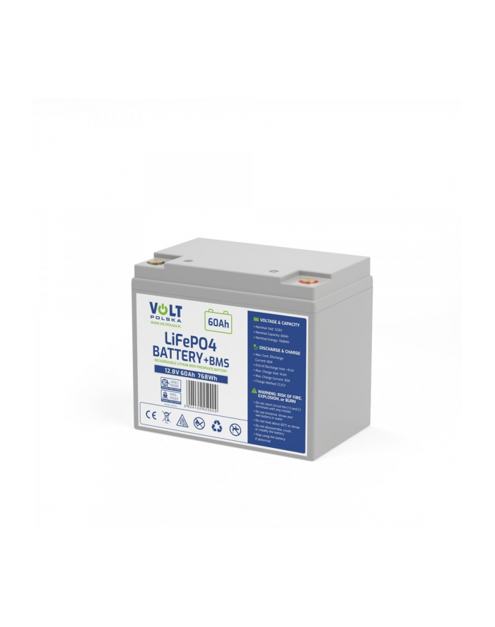 AKUMULATOR VOLT POLSKA LITOWO-ŻELAZOWO-FOSFORANOWY LiFePO4 12V 60Ah 60A główny