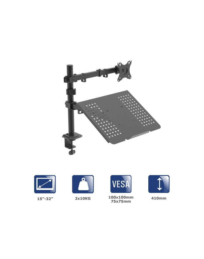 Uchwyt biurkowy do monitora i laptopa Akyga AK-MB-04 regulowane ramię 10kg VESA 75x75mm / 100x100mm 15-32'' główny