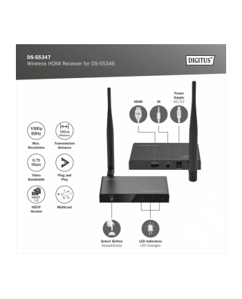 DIGITUS Wireless HDMI Receiver for DS-55346 Full HD nr 2