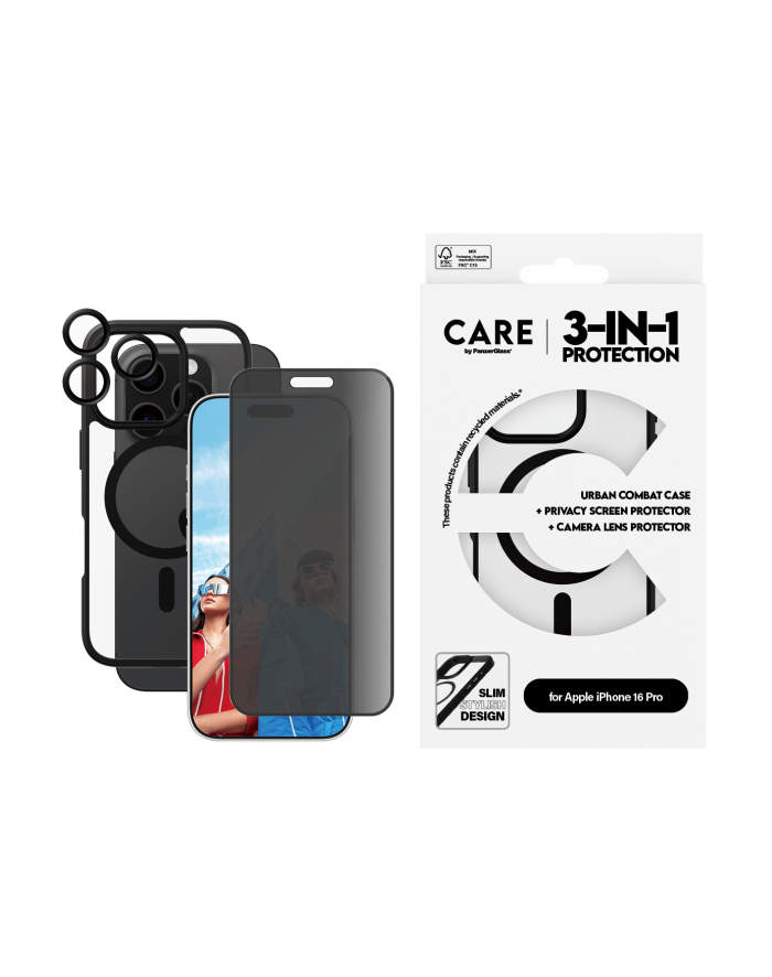 CARE by PanzerGlass Flagship 3-in-1 Privacy Bundle iPhone 16 Pro główny