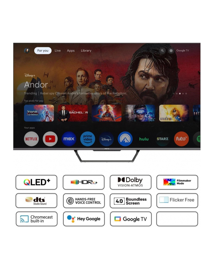 metz 50'', UHD, Google TV, Black, QLED 60Hz, DV, 300nits, DA, AV1, 2x10W, Energy F, BT5.1, WiFi5G, 3 HDMI 2.0, 2xUSB, 24 months główny