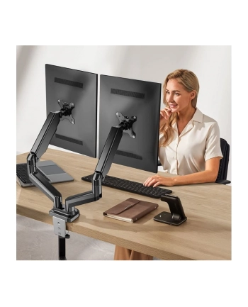 techly Uchwyt na dwa monitory 17-32 cali 9kg biurkowy obczerwonyowy gazowy nr 2
