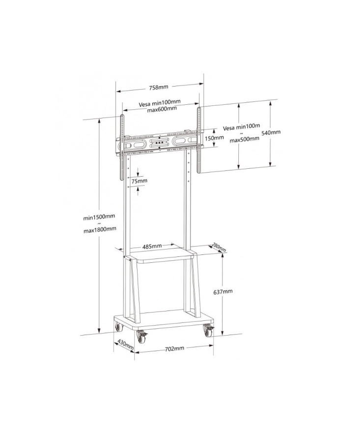 techly Stojak mobilny  32-70 cali 70kg z półką AV Pivot główny