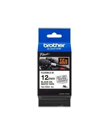 Taśma Brother 12mm BLACK ON WHITE FLEXIBLE ID nr 2