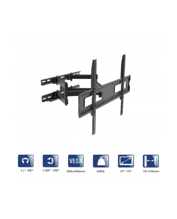 AKYGA AK-MB-10 TV Wall Mount Full Motion Bracket +-45deg 50kg VESA 600x400mm 37-70inch