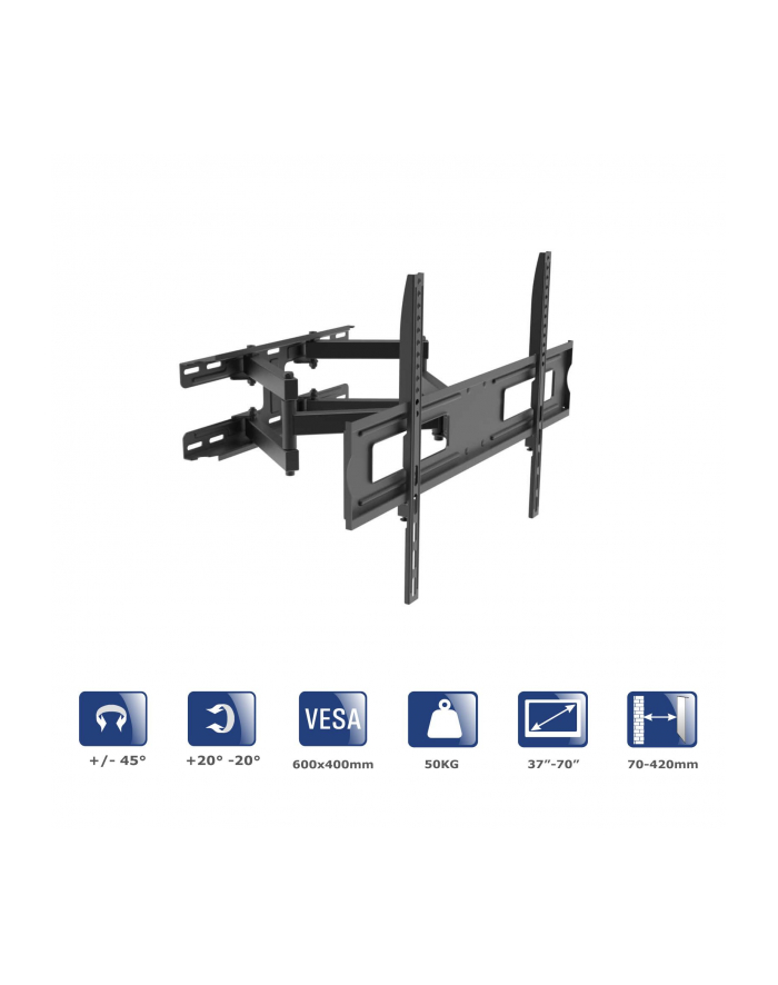 AKYGA AK-MB-10 TV Wall Mount Full Motion Bracket +-45deg 50kg VESA 600x400mm 37-70inch główny