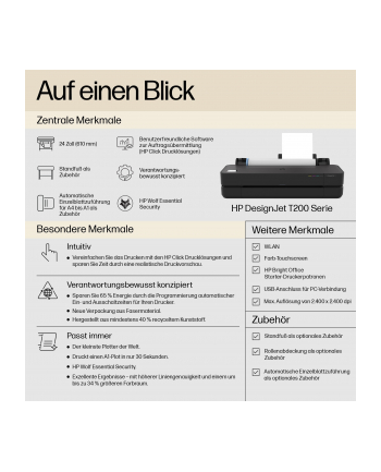 hp inc. HP DesignJet T250 24inch LFP 2025 Colour Ink-Jet A1 ANSI D 2400x1200dpi 0.5 min/page USB LAN Wi-Fi