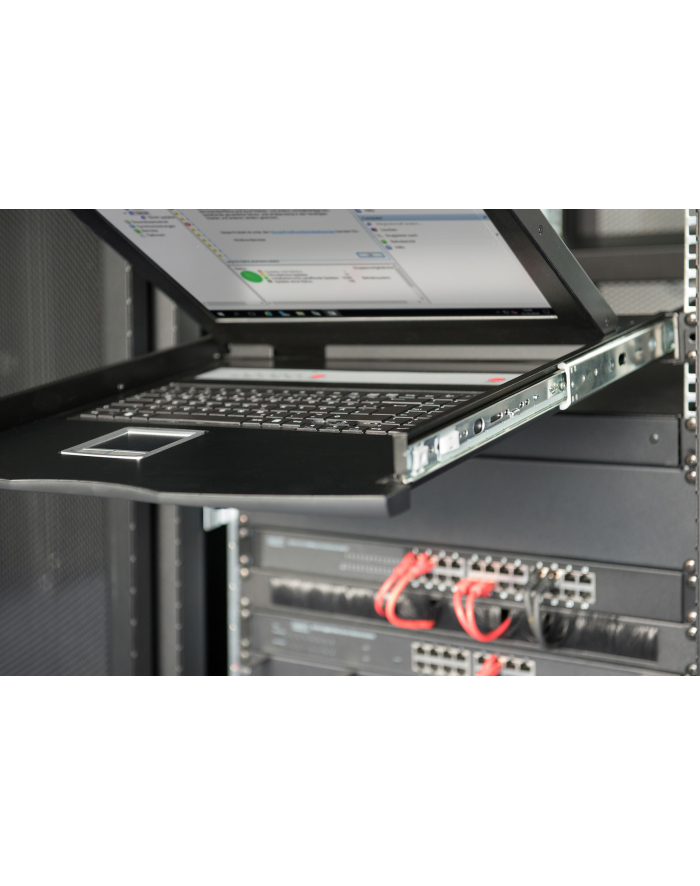 DIGITUS Modularized HD LCD TFT console 8 Port VGA with 8 port VGA KVM US keyboard RAL 9005 Kolor: CZARNY główny