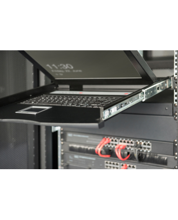 DIGITUS Modularized 19inch HD TFT console with 8 port CAT5 with US keyboard RAL 9005 Kolor: CZARNY